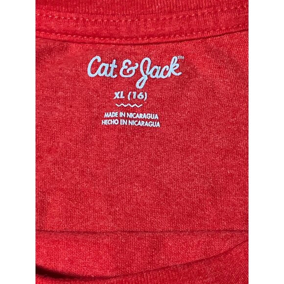 Cat & Jack Red Long Sleeve T-Shirt Boys XL (16) Pizza Graphic Design - Picture 4 of 9